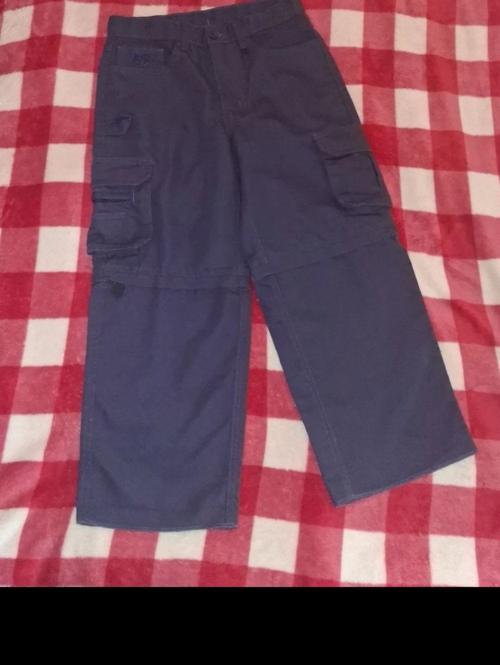 Boy Cub Scouts BSA Switchback Convertible Cargo Pants Shorts Size 8 Navy Uniform - Picture 4 of 14